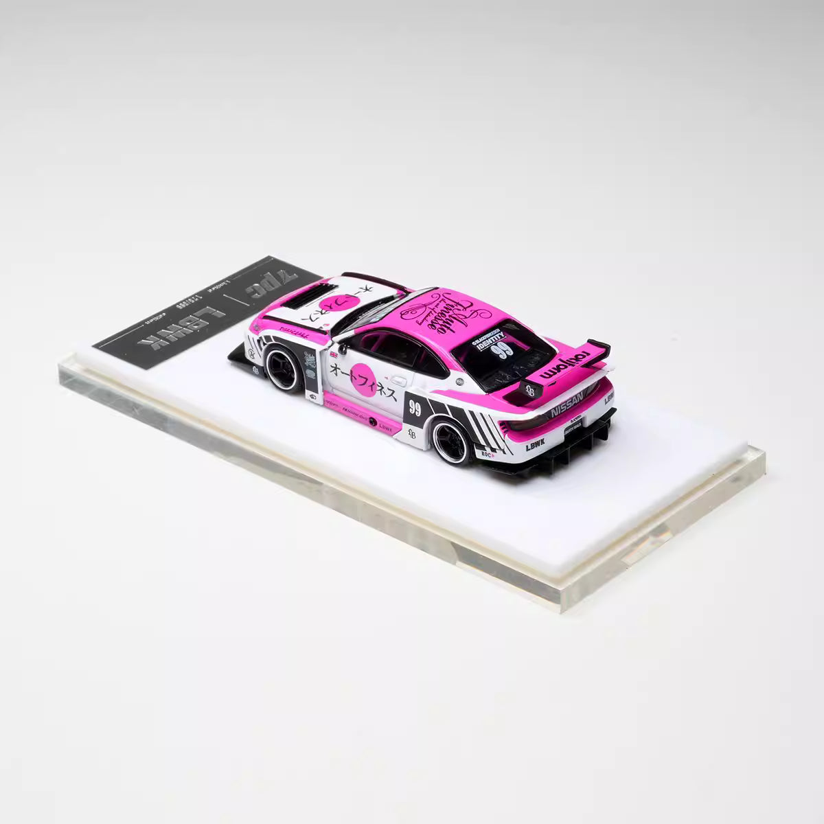 TPC 1:64 Nissan Silvia S15 LBWK Custom Pink White Openable Front Hood Detailed Engine