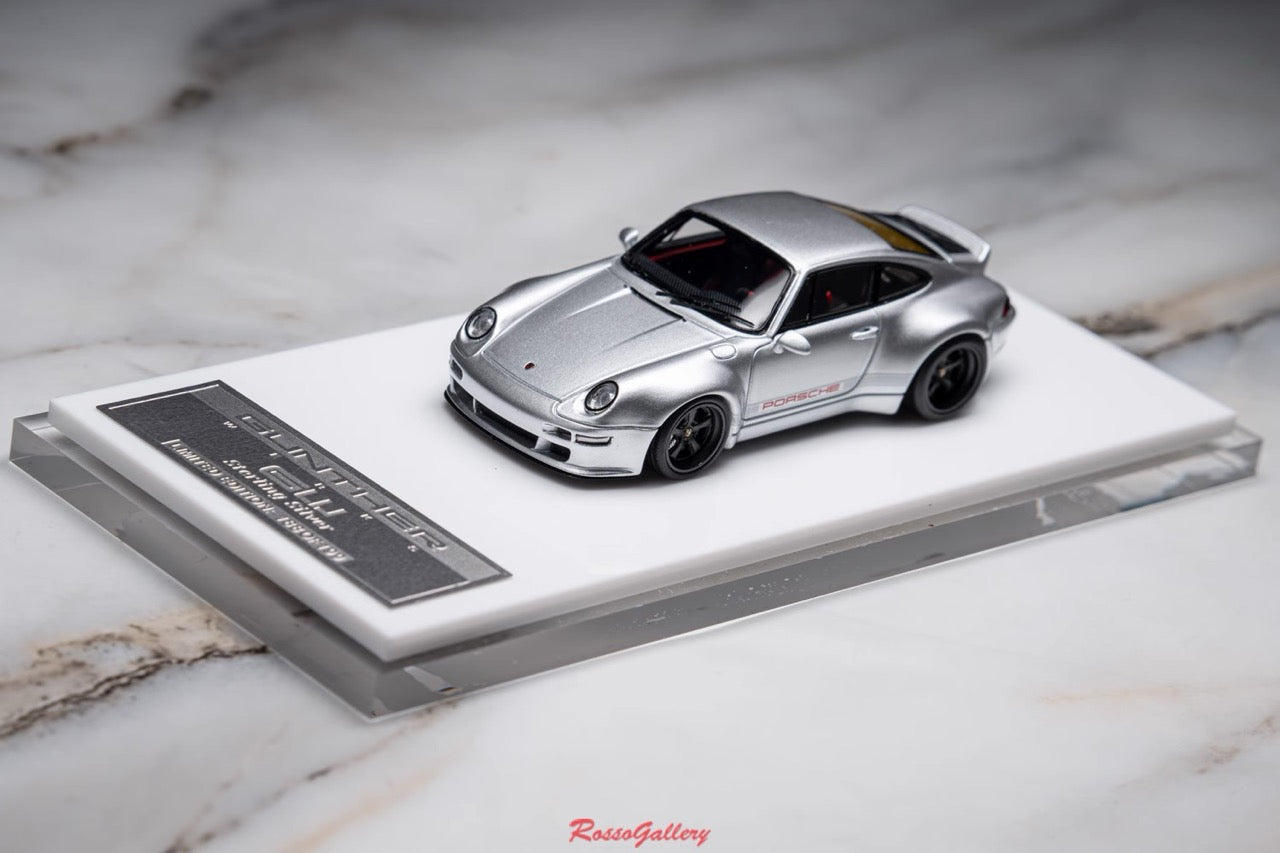 [Premium Resin Model] MY64 MY64X 1:64 Porsche Gunther Werks 993 (GW993) 400R Sterling Silver with Red Interior LHD Limited to 199 Pieces