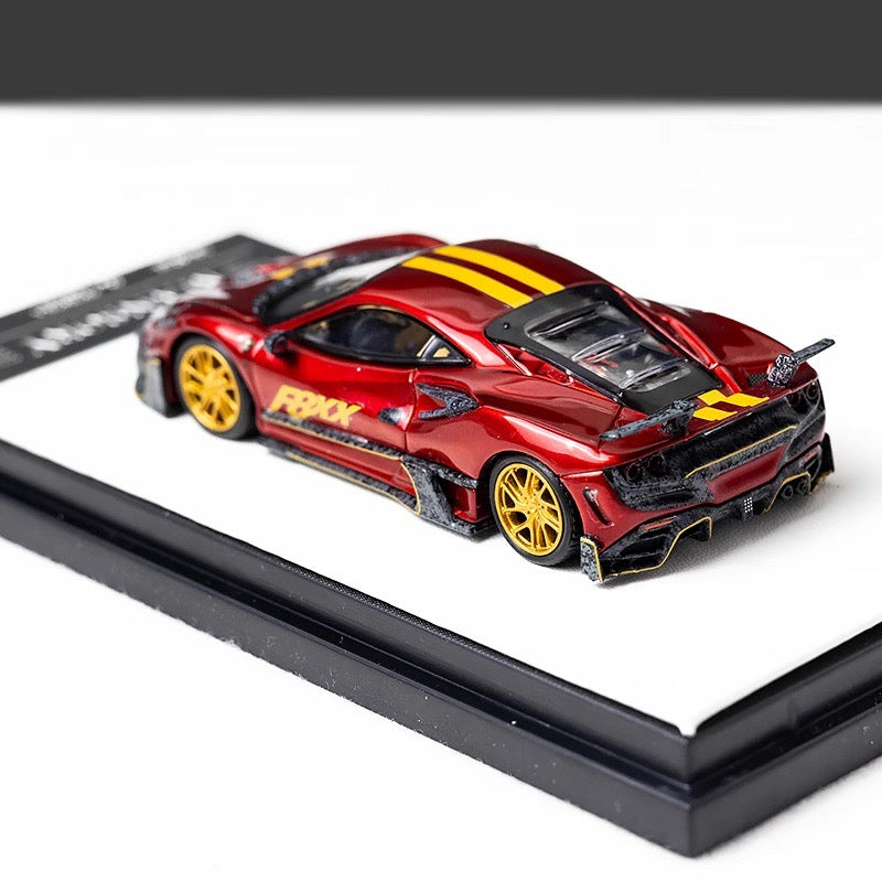 Aurora Model 1:64 Ferrari F8 F8XX Mansory Custom Metallic Red with Model Girl Figure