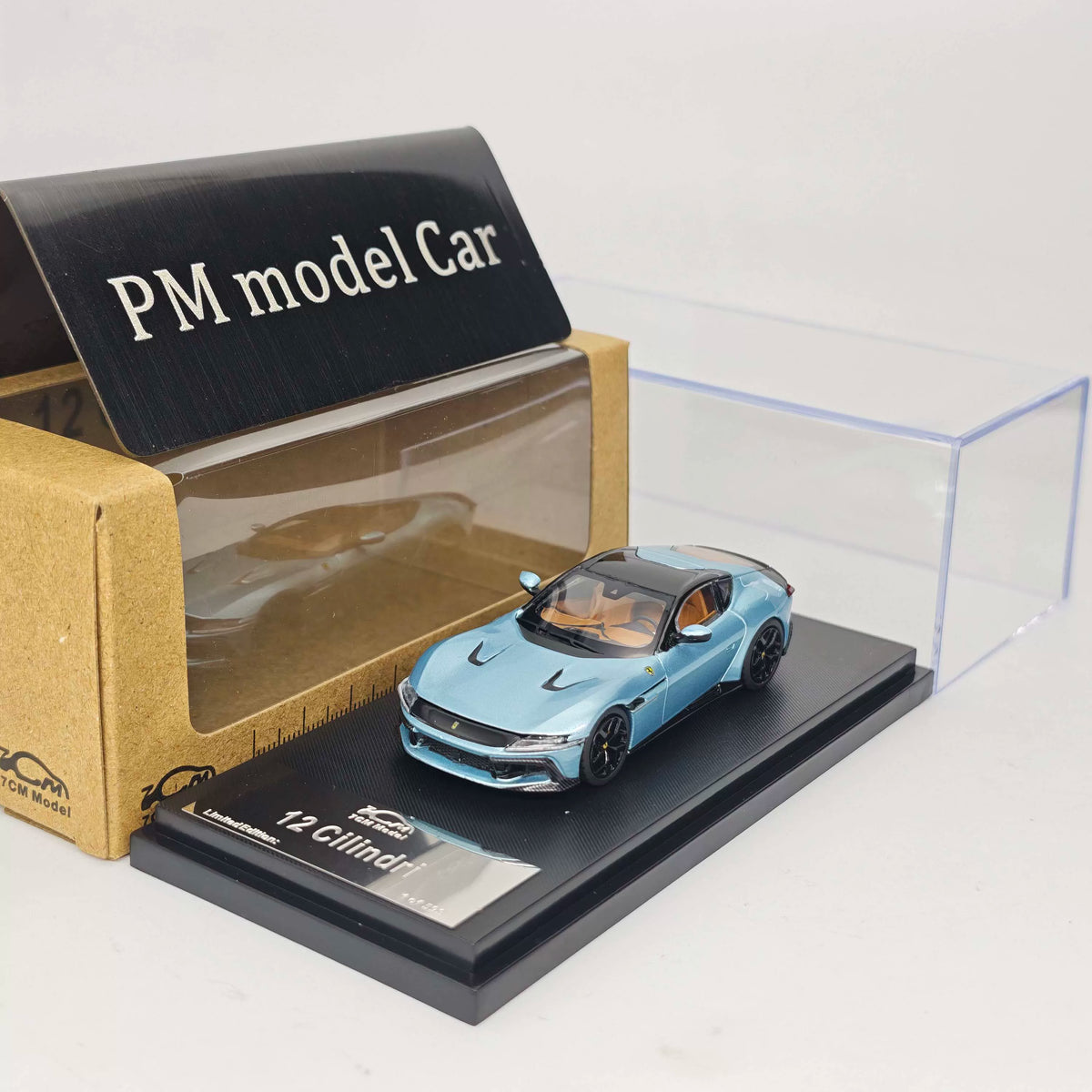 7CM Model 1:64 12Cilindri Hard Top Coupe Azzurro California Blue Openable Front Good Detailed Engine