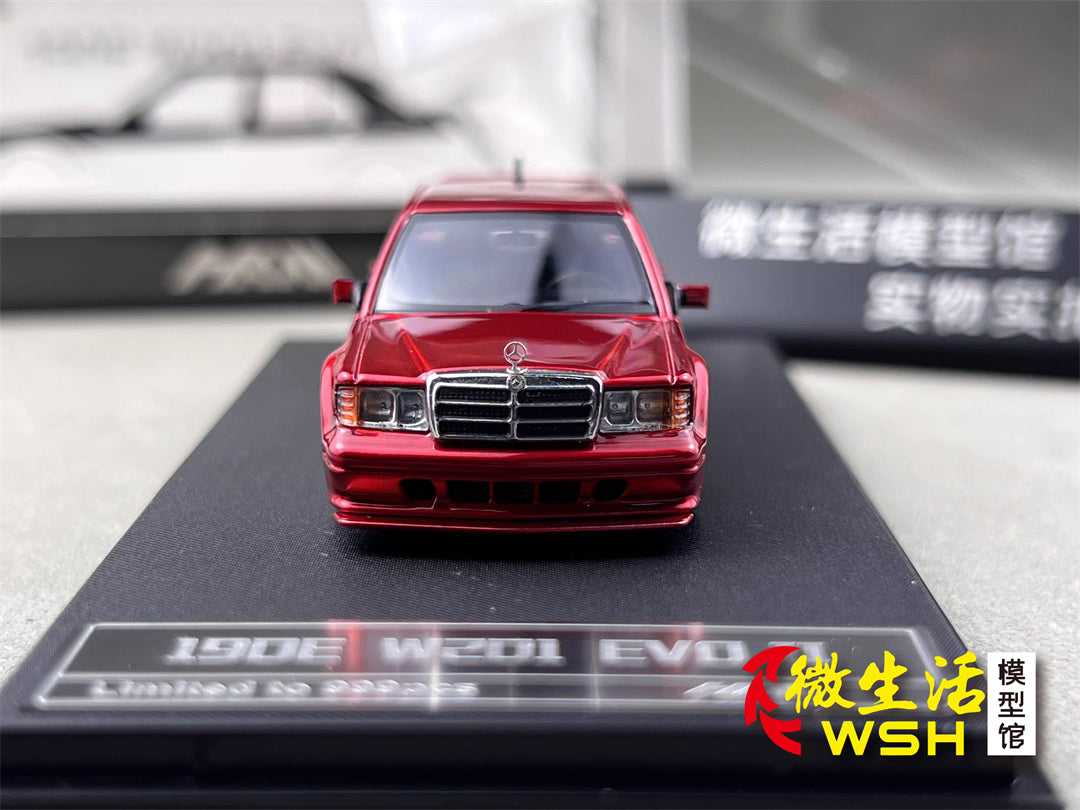 HKM 1:64 Mercedes-Benz 190E W201 2.5-16 EVO II Restmod Custom Candy Red Limited 999 Pieces