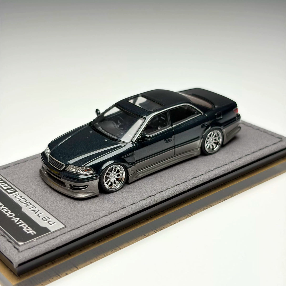 Mortal 1:64 The Ridge Mark II JZX100 Dark Green Metallic / Gun Metallic Openable Front Hood Detailed Engine in Premium Box Packaging