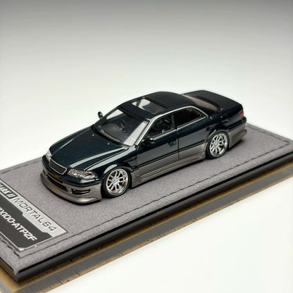 Mortal 1:64 The Ridge Mark II JZX100 Dark Green Metallic / Gun Metallic Openable Front Hood Detailed Engine in Premium Box Packaging