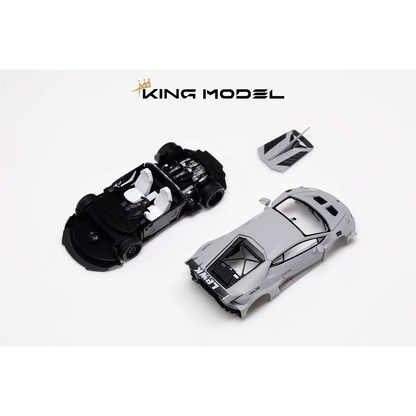King Model 1:64 Lamborghini Huracan LP610-4 LBWK Wide Body Custom Openable Engine Hood Detailed Engine - Metallic Tiffany Blue
