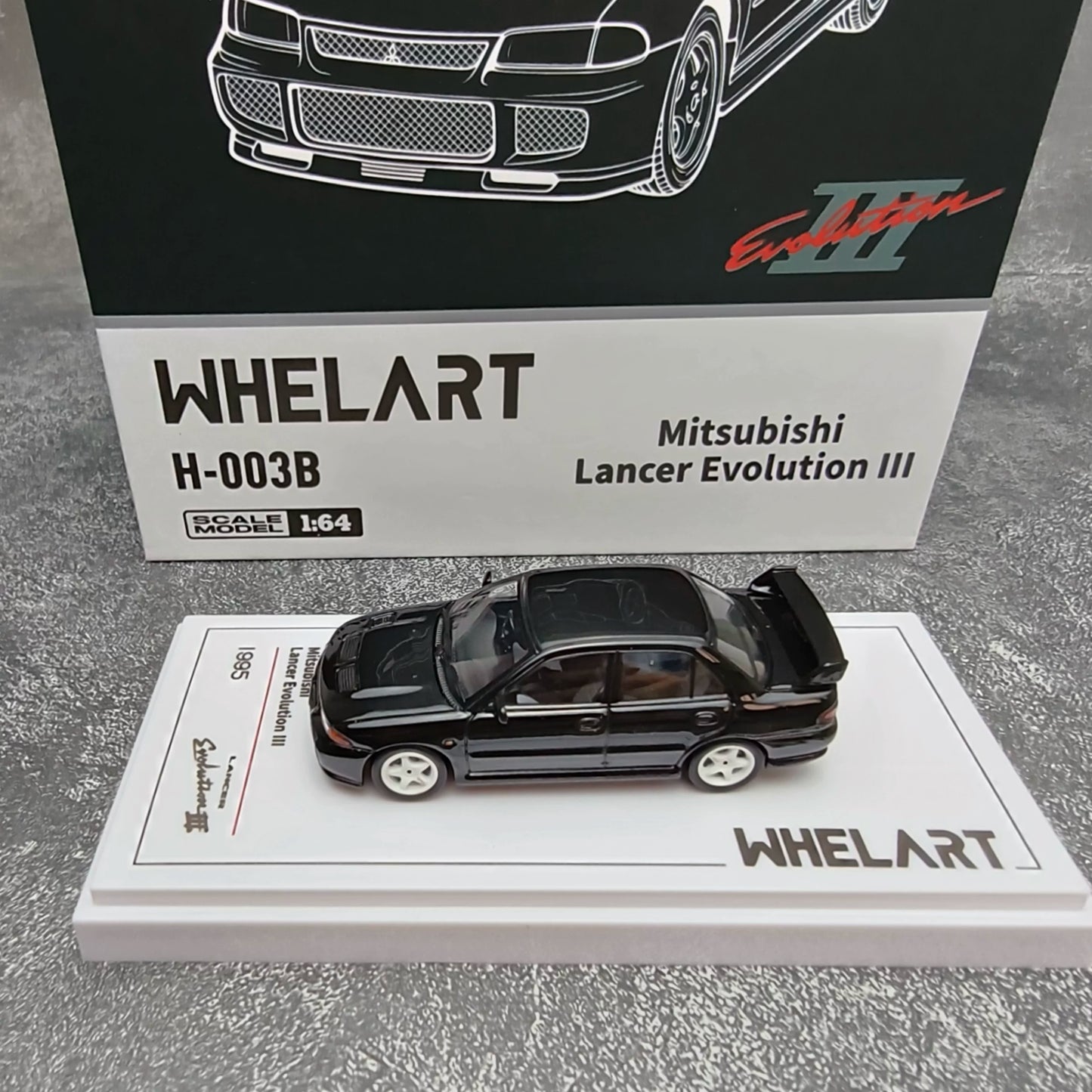 Whelart 1:64 Mitsubishi Lancer Evolution III Black LED Head and Back Lights with Car Key Shape Controller in Premium Box Packaging (Official Licensed)