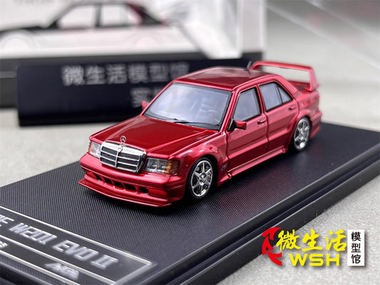 HKM 1:64 Mercedes-Benz 190E W201 2.5-16 EVO II Restmod Custom Candy Red Limited 999 Pieces