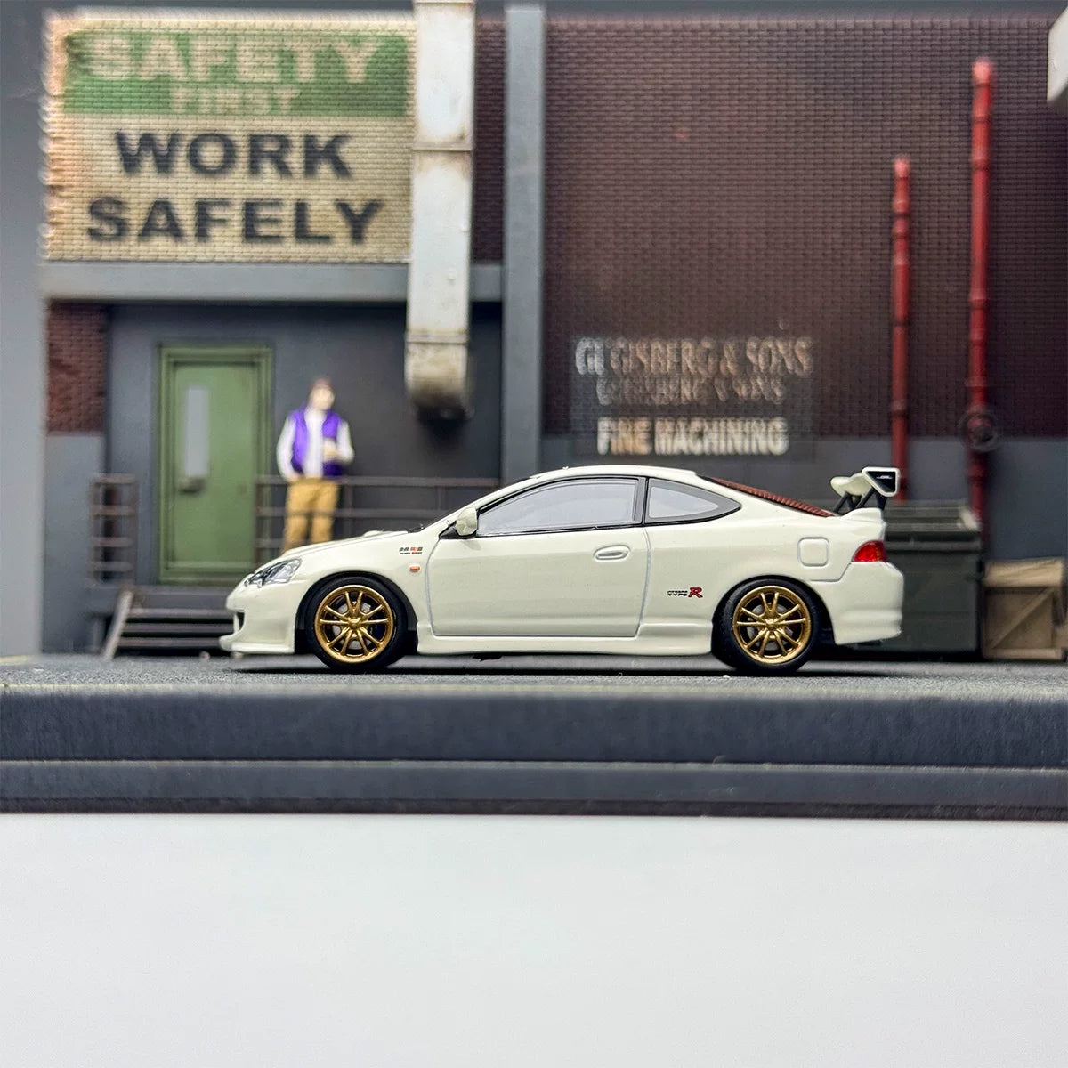 Motorhelix 1:64 Honda Mugen Integra Type-R DC5 championship White Openable Front Hood Detailed Engine - Honda & Mugen Duel Official Licensed