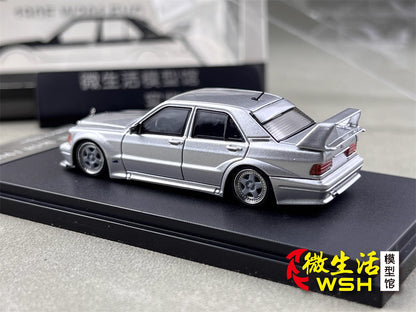 HKM 1:64 Mercedes-Benz 190E W201 2.5-16 EVO II Restmod Custom GT Silver Limited 999 Pieces