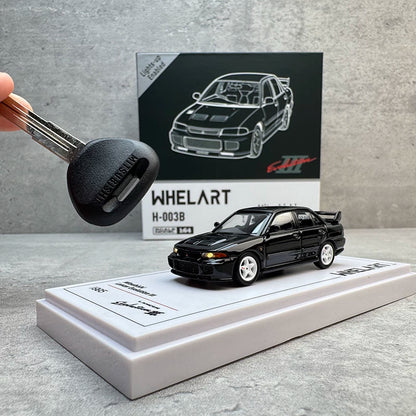 Whelart 1:64 Mitsubishi Lancer Evolution III Black LED Head and Back Lights with Car Key Shape Controller in Premium Box Packaging (Official Licensed)