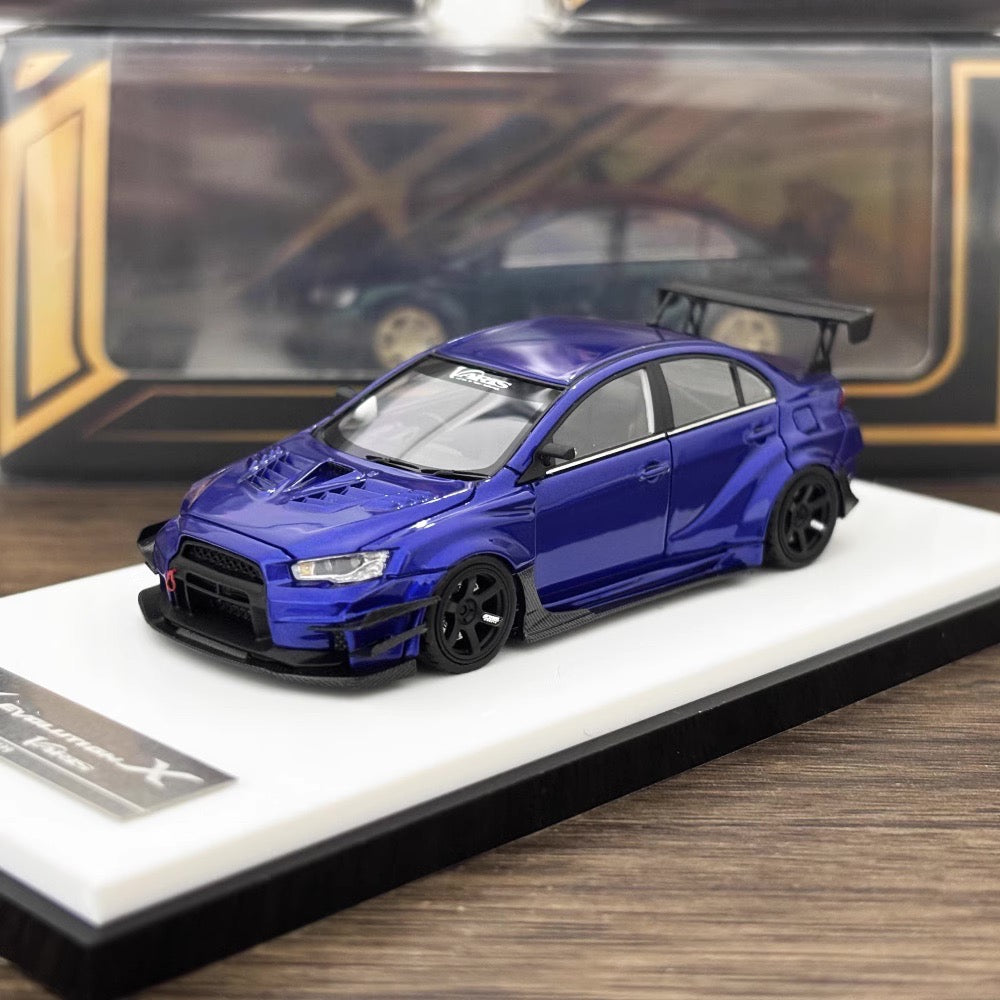 [Premium Resin Model] 404 Error 1:64 Mitsubishi Lancer Evolution EVO X 10 Varis Wide Body Custom Metal Body Kit and Spoiler Candy Blue Limited 199 Pieces