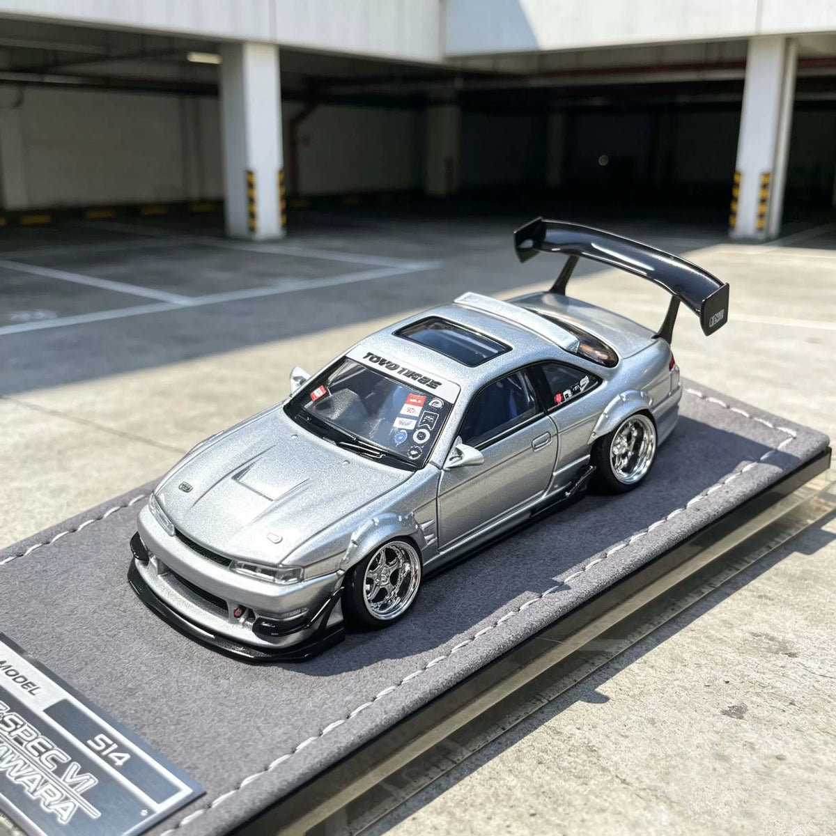 Mortal 1:64 Silvia S14 GT-SPEC V1 Seiji Ookawara Cambergang 1.0 Silver in Premium Box Packaging