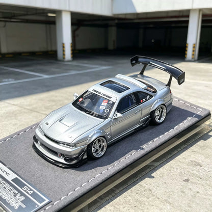 Mortal 1:64 Silvia S14 GT-SPEC V1 Seiji Ookawara Cambergang 1.0 Silver in Premium Box Packaging
