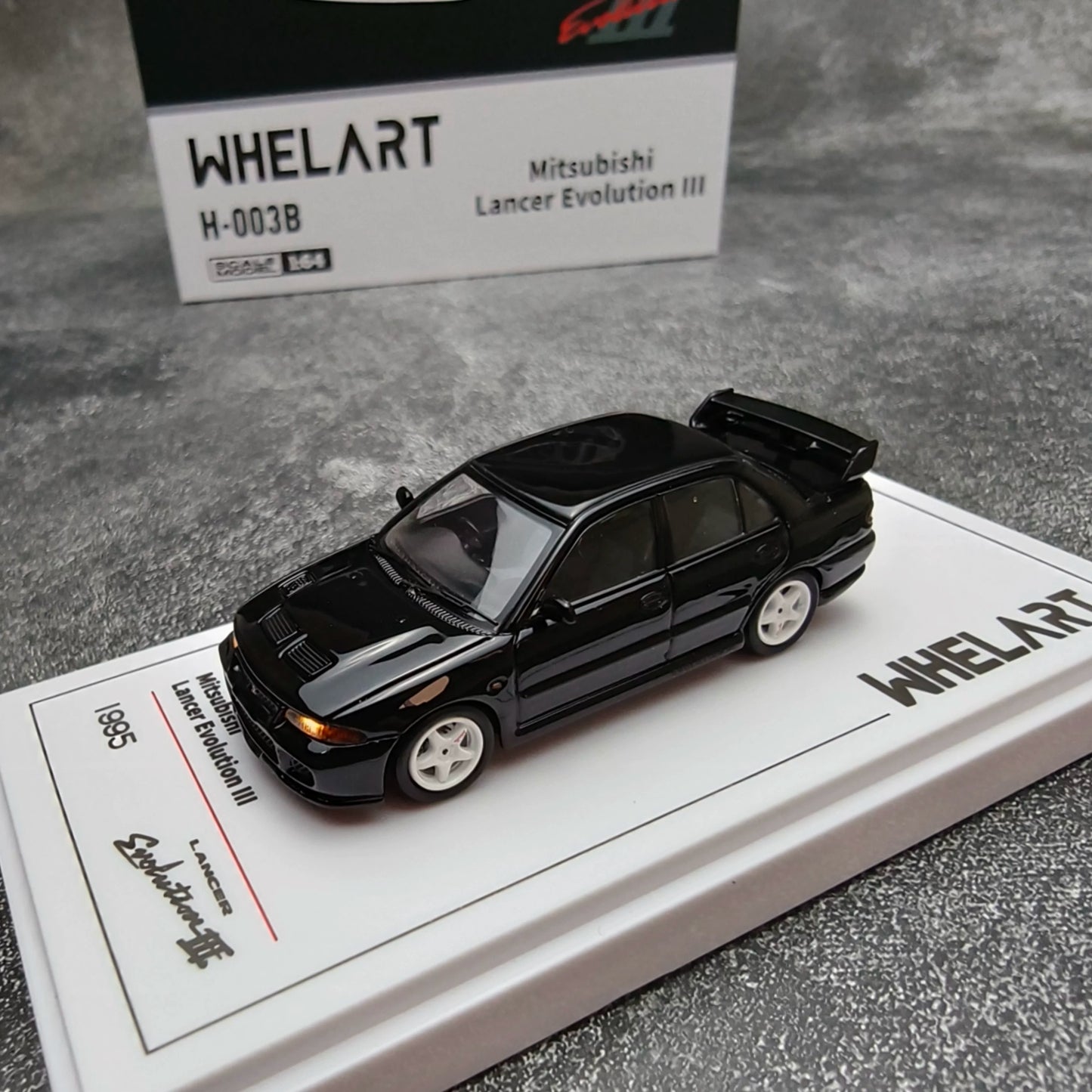 Whelart 1:64 Mitsubishi Lancer Evolution III Black LED Head and Back Lights with Car Key Shape Controller in Premium Box Packaging (Official Licensed)