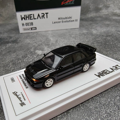 Whelart 1:64 Mitsubishi Lancer Evolution III Black LED Head and Back Lights with Car Key Shape Controller in Premium Box Packaging (Official Licensed)