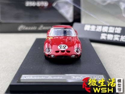 Classic Lover 1:64 250 GTO #22 Rosso Corsa Enquipe Nationale Belge & 1962 Le Mans 24H 3rd Position Openable Front Hood Detailed Engine