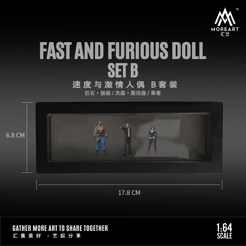 MoreArt 1/64 Fast and Furious Version Diorama Miniature Figures The Rock Jason Statham Letty Ortiz- 3 Figures Dolls Set B