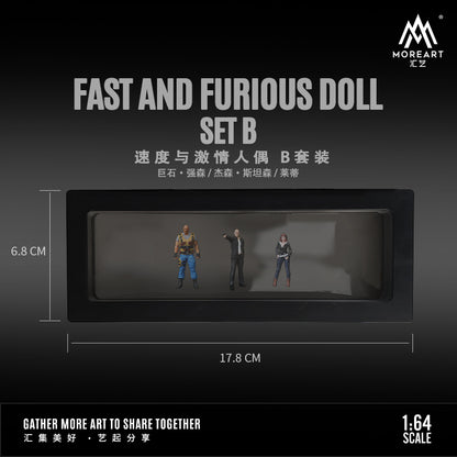 MoreArt 1/64 Fast and Furious Version Diorama Miniature Figures The Rock Jason Statham Letty Ortiz- 3 Figures Dolls Set B