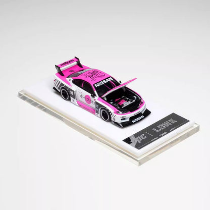 TPC 1:64 Nissan Silvia S15 LBWK Custom Pink White Openable Front Hood Detailed Engine