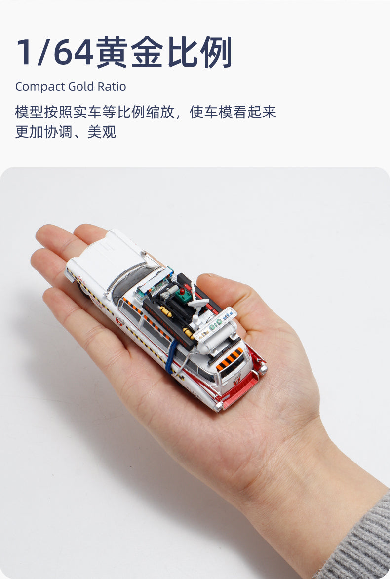 YS Model 1:64 Cadillac Miller-Meteor 1959 Ecto-1 Ectomobile Ghostbusters Car