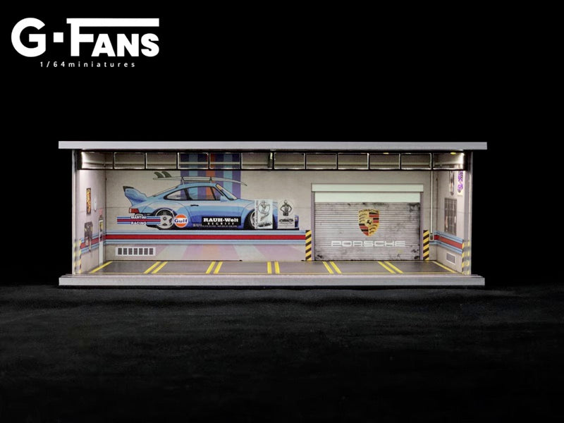 G-Fans 1/64 Porsche RWB Garage Car Park LED light Diorama w/ acrylic cover