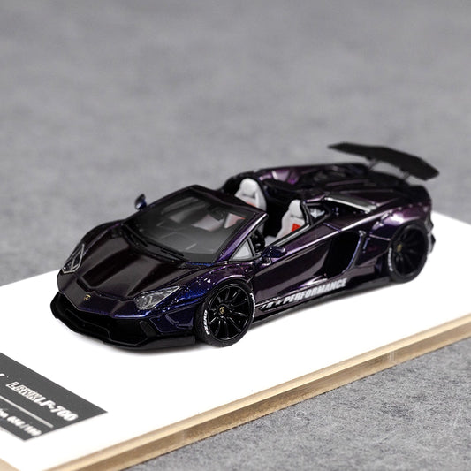 [Premium Resin Model] Fine Works 1:64 Lamborghini Aventador LP700-4 Roadster Convertible Liberty Walk Edition Magic Purple Limited to 199 Pieces