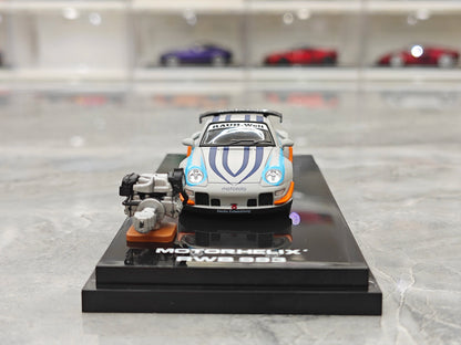 Motorhelix 1:64 RWB 993 Motozolo Grey Includes Magnetic Air-Cooled Engine Display Model