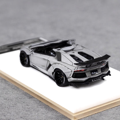 [Premium Resin Model] Fine Works 1:64 Lamborghini Aventador LP700-4 Roadster Convertible Liberty Walk Edition Combat Grey Limited to 199 Pieces