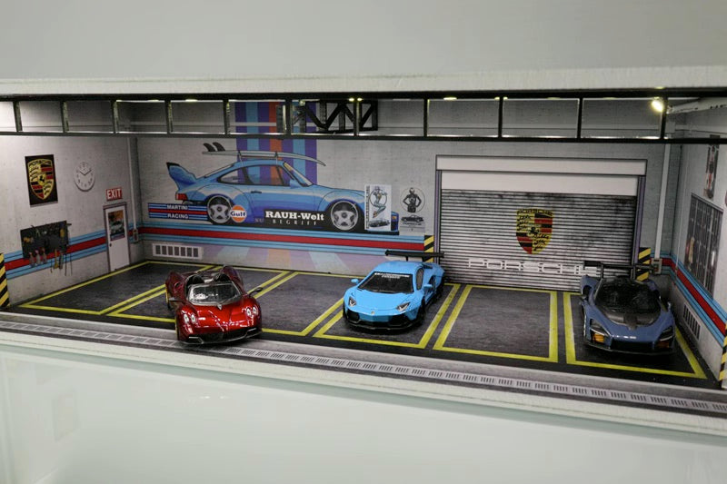 G-Fans 1/64 Porsche RWB Garage Car Park LED light Diorama w/ acrylic cover