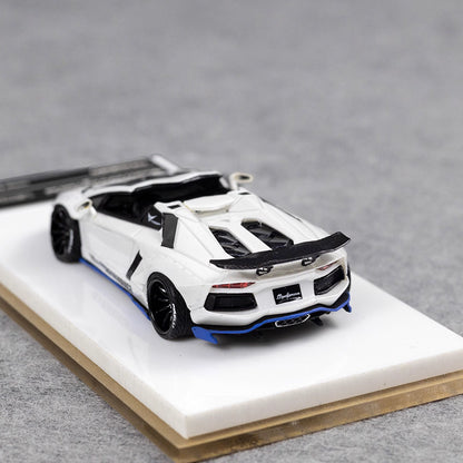 [3 Cars Bundle] Mini GT 1:64 Porsche 911 GT3 R #77 AO Racing 2025 IMSA Petit Le Mans in Paper Box Packaging (MGT01143-CH)  + [Premium Resin Model] Fine Works 1:64 Aventador LP700-4 White + DCM 1:64 RWB 993 Duck Tail Green