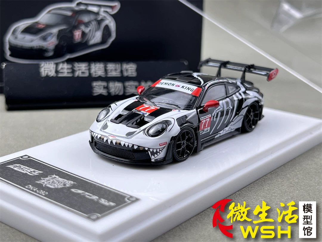 Demon King Auto 1:64 911 GT3 RS (992) Skeleton Rexy Dinosaur #77 (Openable Front Hood + Doors) in Premium Box Packaging