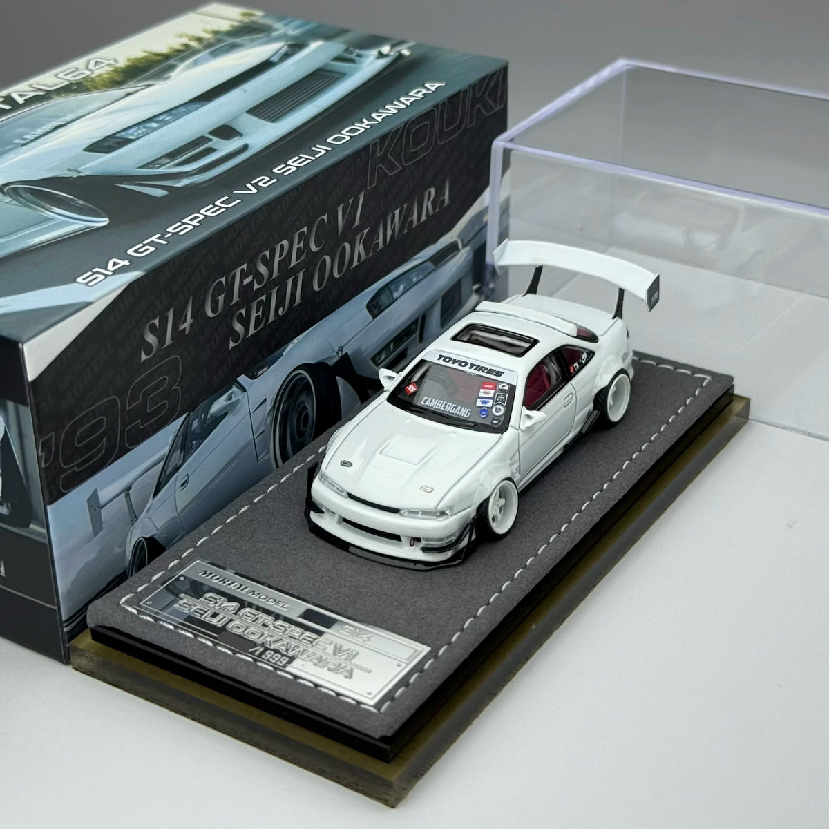 Mortal 1:64 Silvia S14 GT-SPEC V1 Seiji Ookawara Cambergang 1.0 White in Premium Box Packaging