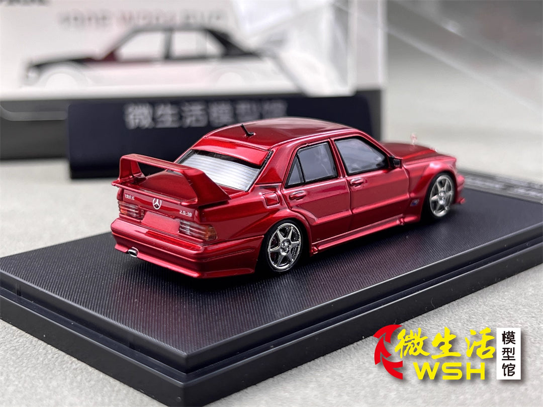 HKM 1:64 Mercedes-Benz 190E W201 2.5-16 EVO II Restmod Custom Candy Red Limited 999 Pieces