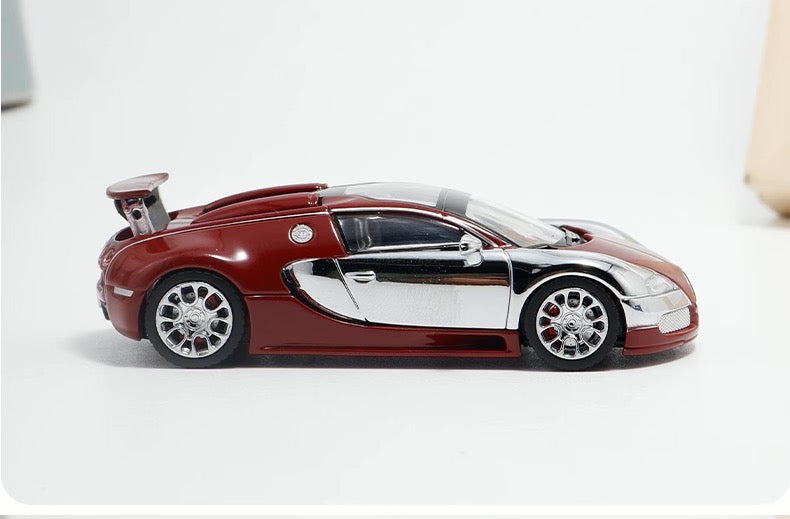 Mortal 1:64 Bugatti Veyron Clear Pan Roof Adjustable Spoiler Chrome Red Limited 499 Pieces