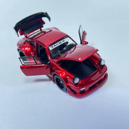 FG 1:64 RWB 930 Wide Body GT Wing Transparent Red Openable Front Rear Hoods and All Doors