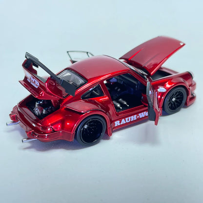FG 1:64 RWB 930 Wide Body GT Wing Transparent Red Openable Front Rear Hoods and All Doors