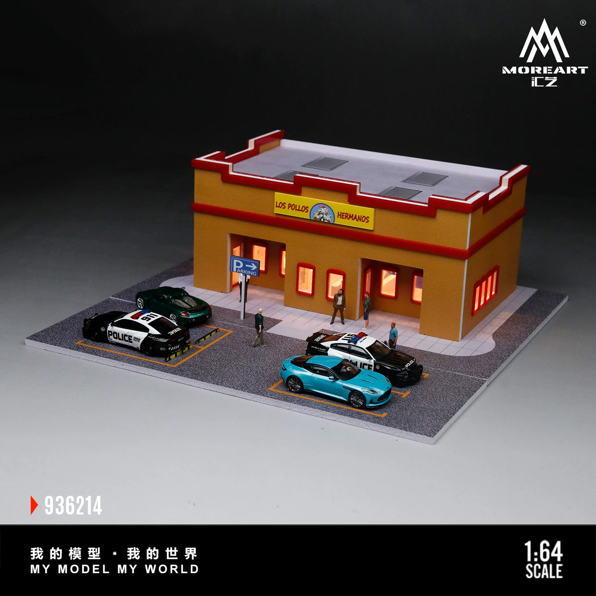MoreArt 1:64 Los Pollos Hermanos Breaking Bad Fried Chicken Restaurant LED Light Diorama