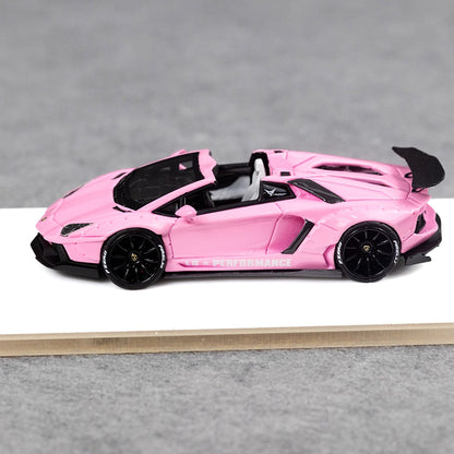 [3 Cars Bundle] Mini GT 1:64 Porsche 911 GT3 R #77 AO Racing 2025 IMSA Petit Le Mans in Paper Box Packaging (MGT01143-CH)  + [Premium Resin Model] Fine Works 1:64 Aventador LP700-4 Pink Luminous + Fine Works 1:64 Camaro Transformers Full Black