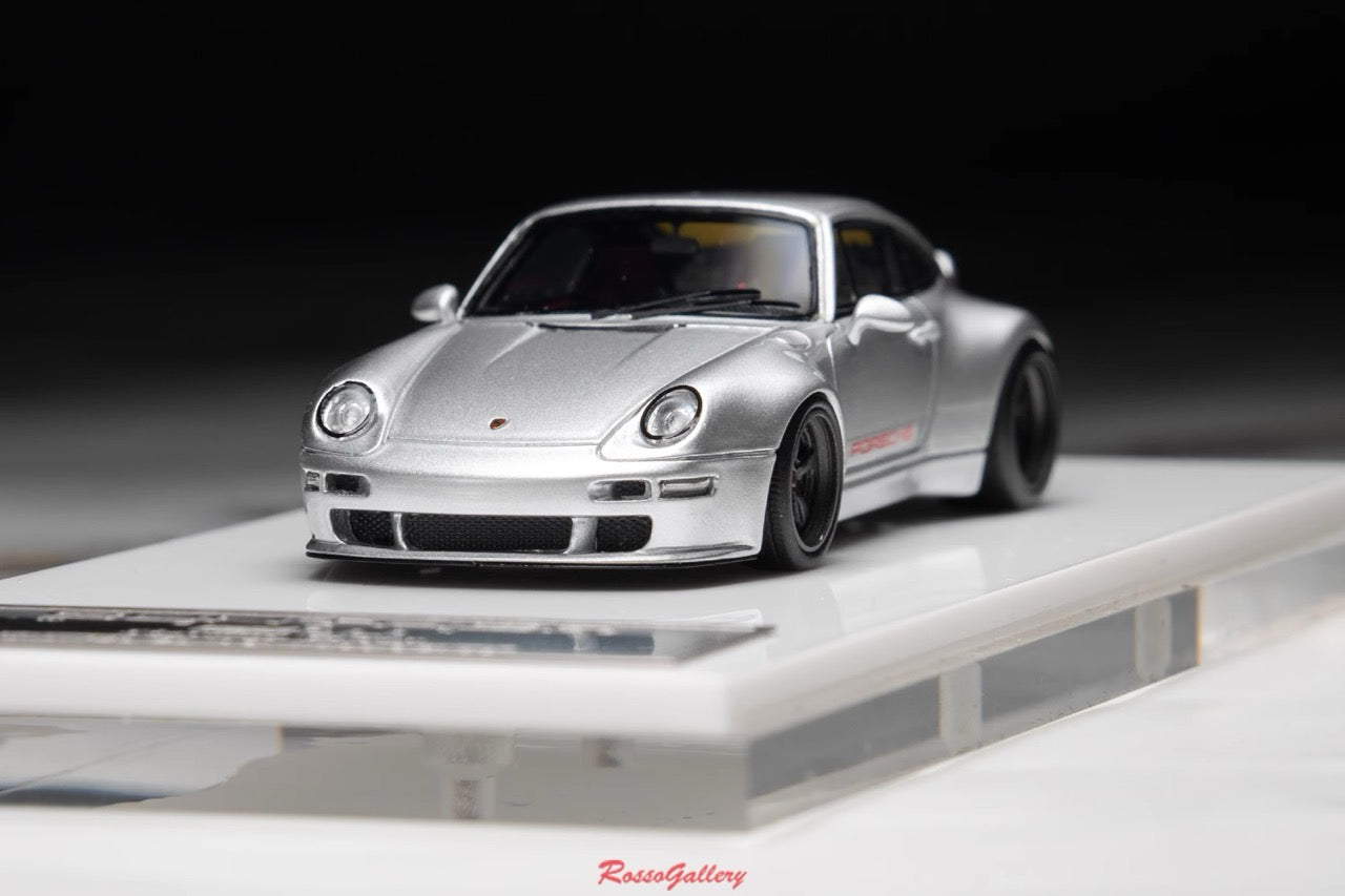 [Premium Resin Model] MY64 MY64X 1:64 Porsche Gunther Werks 993 (GW993) 400R Sterling Silver with Red Interior LHD Limited to 199 Pieces