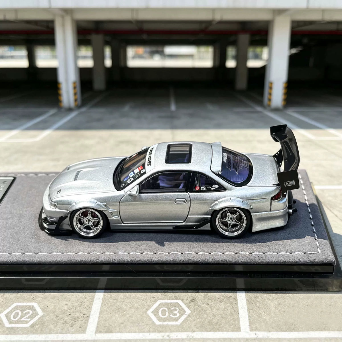 Mortal 1:64 Silvia S14 GT-SPEC V1 Seiji Ookawara Cambergang 1.0 Silver in Premium Box Packaging