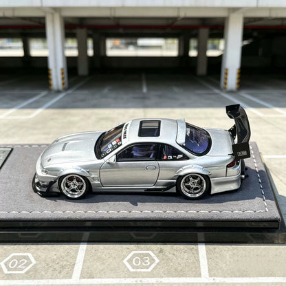 Mortal 1:64 Silvia S14 GT-SPEC V1 Seiji Ookawara Cambergang 1.0 Silver in Premium Box Packaging