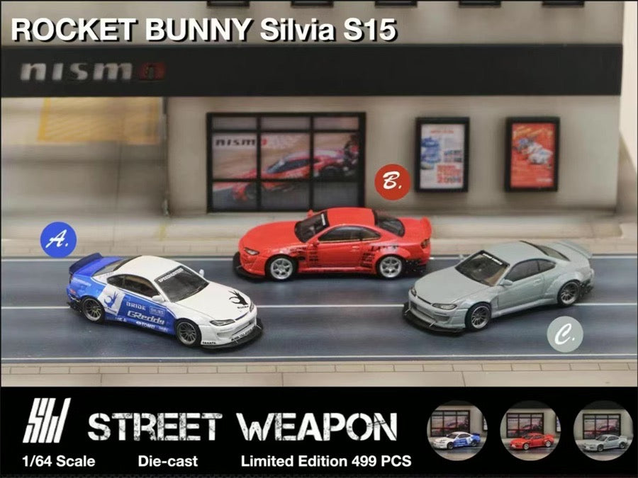 Street Weapon 1:64 Nissan Sliver S15 Rocket Bunny Cement Grey
