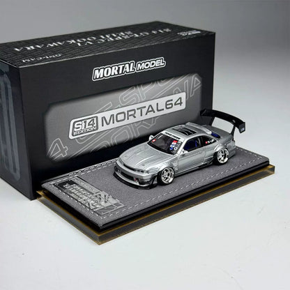 Mortal 1:64 Silvia S14 GT-SPEC V1 Seiji Ookawara Cambergang 1.0 Silver in Premium Box Packaging