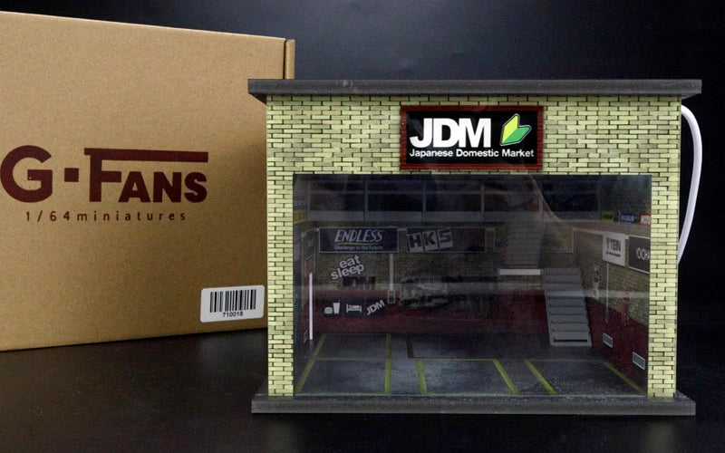 G-Fans 1/64 Japan JDM Double Levels Garage LED Light Diorama with acrylic cover