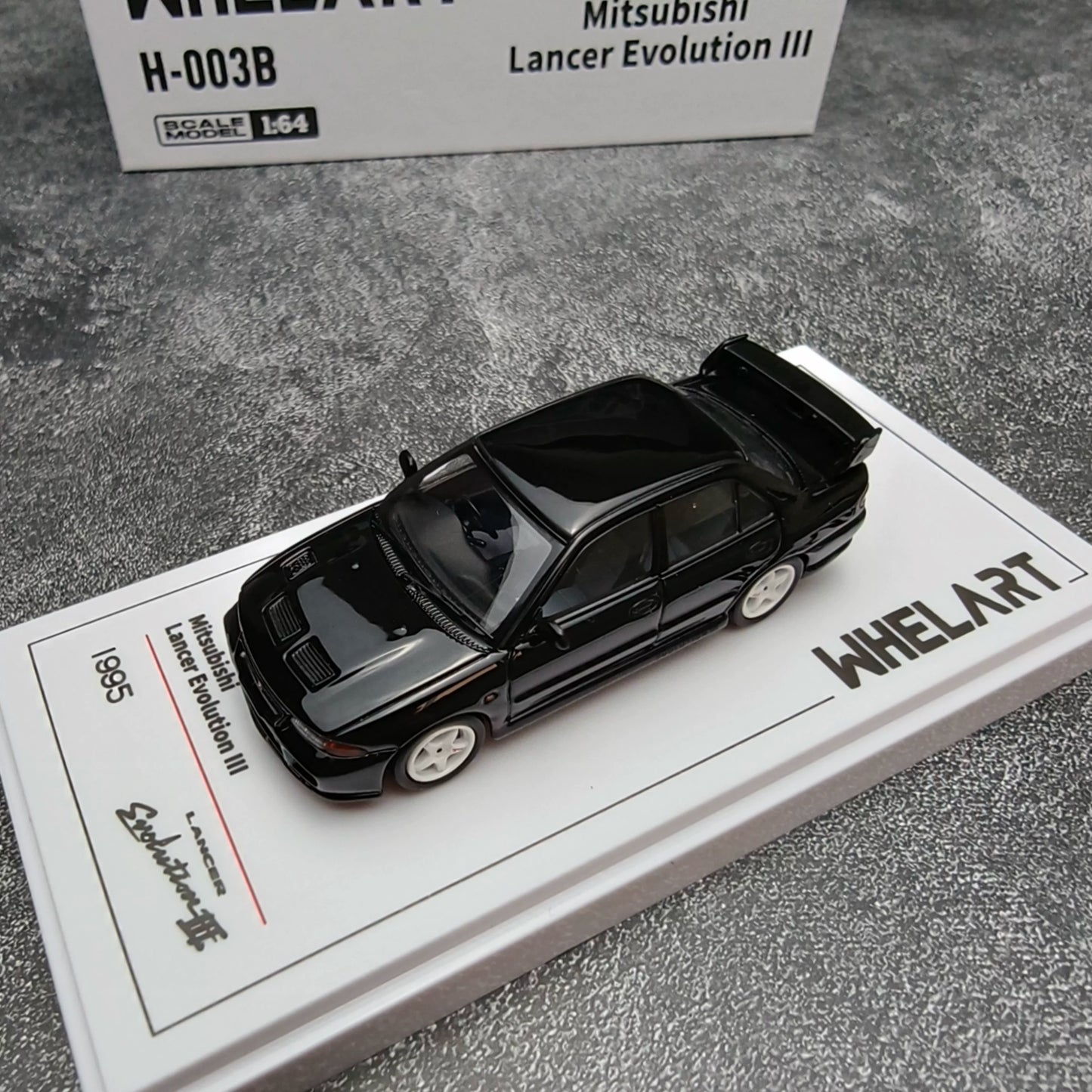 Whelart 1:64 Mitsubishi Lancer Evolution III Black LED Head and Back Lights with Car Key Shape Controller in Premium Box Packaging (Official Licensed)
