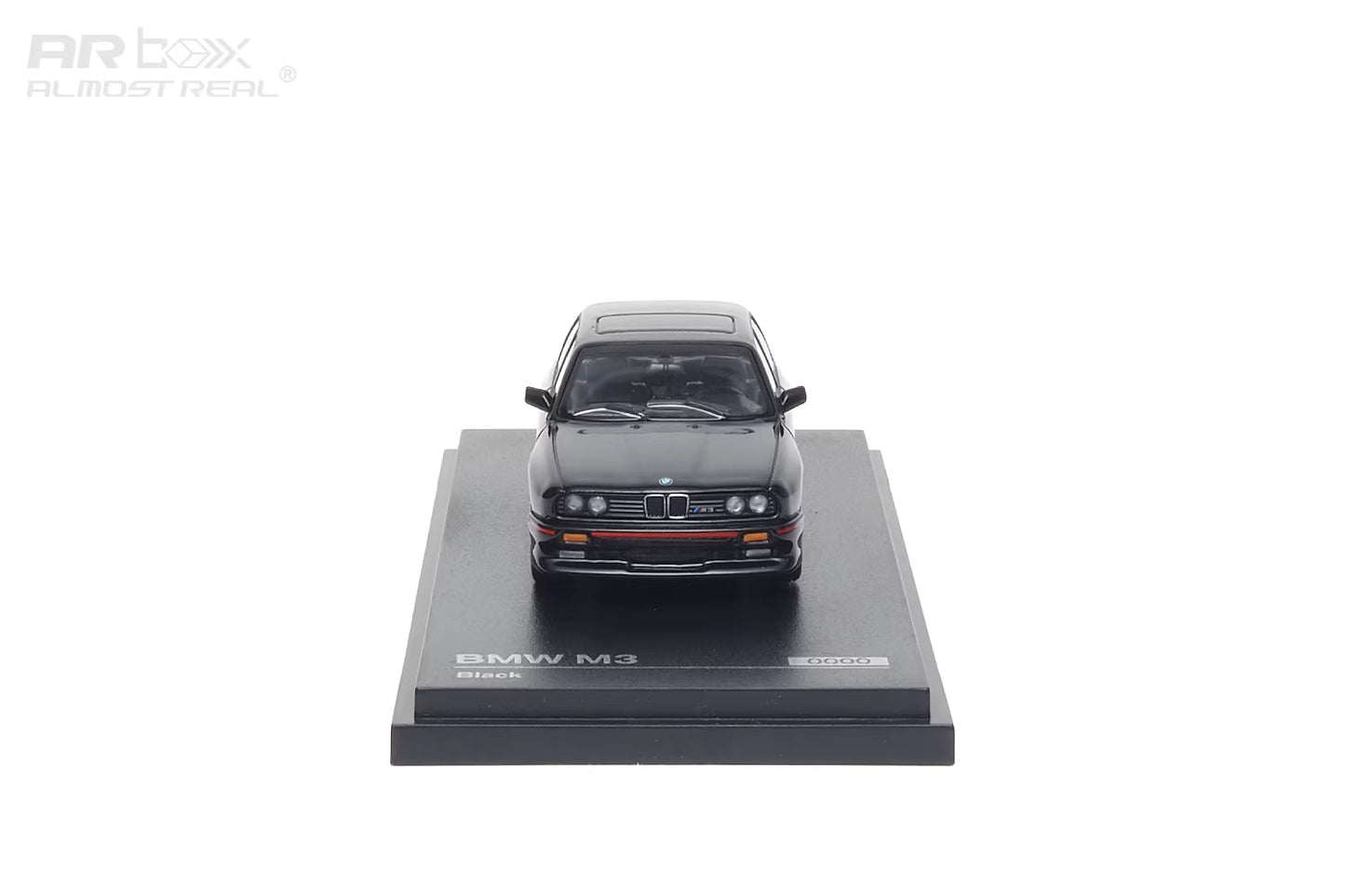 AR Box 1:64 BMW M3 MK1 E30 3 Series Sedan Black with Red Line Included Individual Numbered Collector Card BMW Official Licensed (630101001)