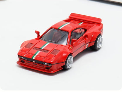 Hone Model 1:64 Ferrari 288 GTO Wide Body Custom Red with Racing Strips Openable Rear Engine Hood