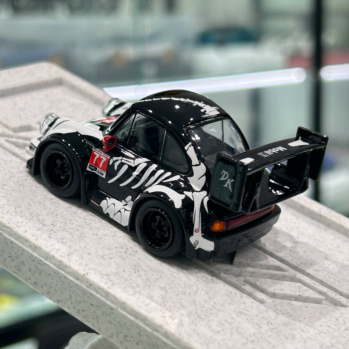 Demon King Auto 1:64 RWB 930 Skeleton Rexy Dinosaur Cute Q Car in Premium Box Packaging (Random Tongue Colour)