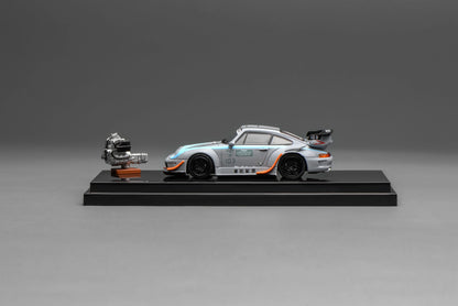 Motorhelix 1:64 RWB 993 Motozolo Grey Includes Magnetic Air-Cooled Engine Display Model