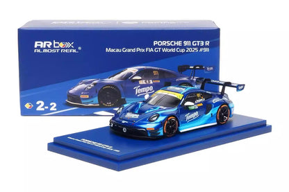 AR Box 1:64 Porsche 911 GT3 R Macau Grand Prix FIA GT World Cup 2025 #911 Tempo Porsche Official Licensed (630002011)