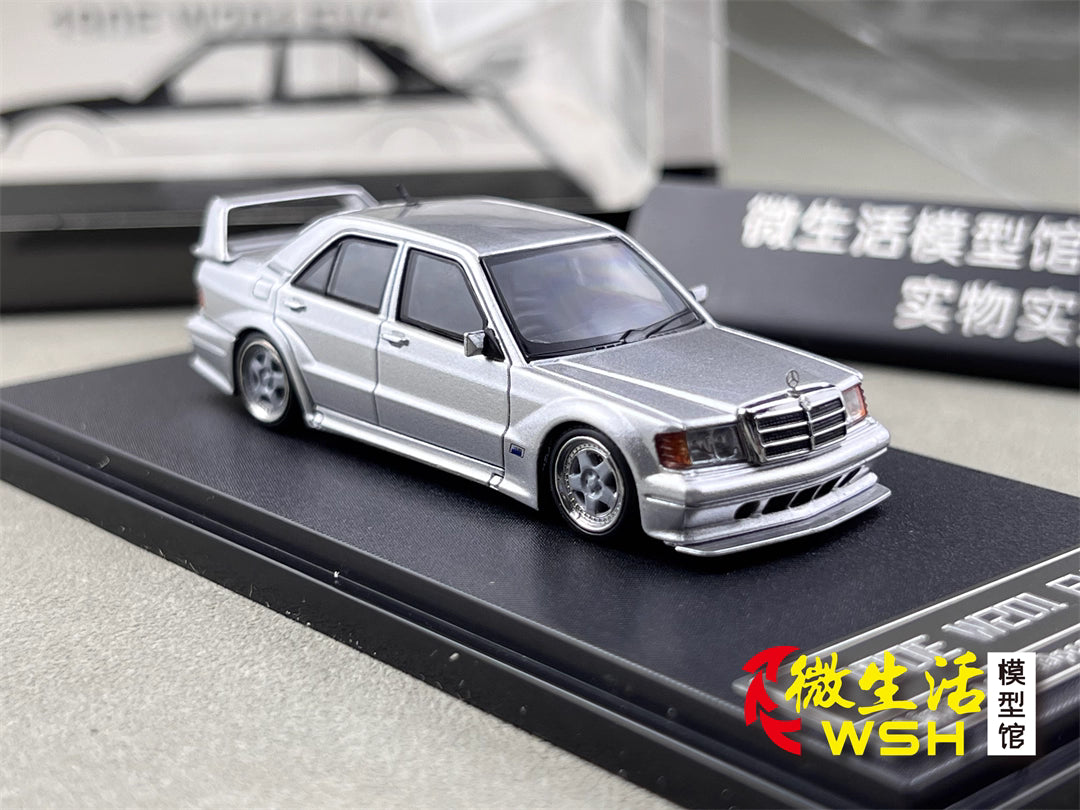 HKM 1:64 Mercedes-Benz 190E W201 2.5-16 EVO II Restmod Custom GT Silver Limited 999 Pieces